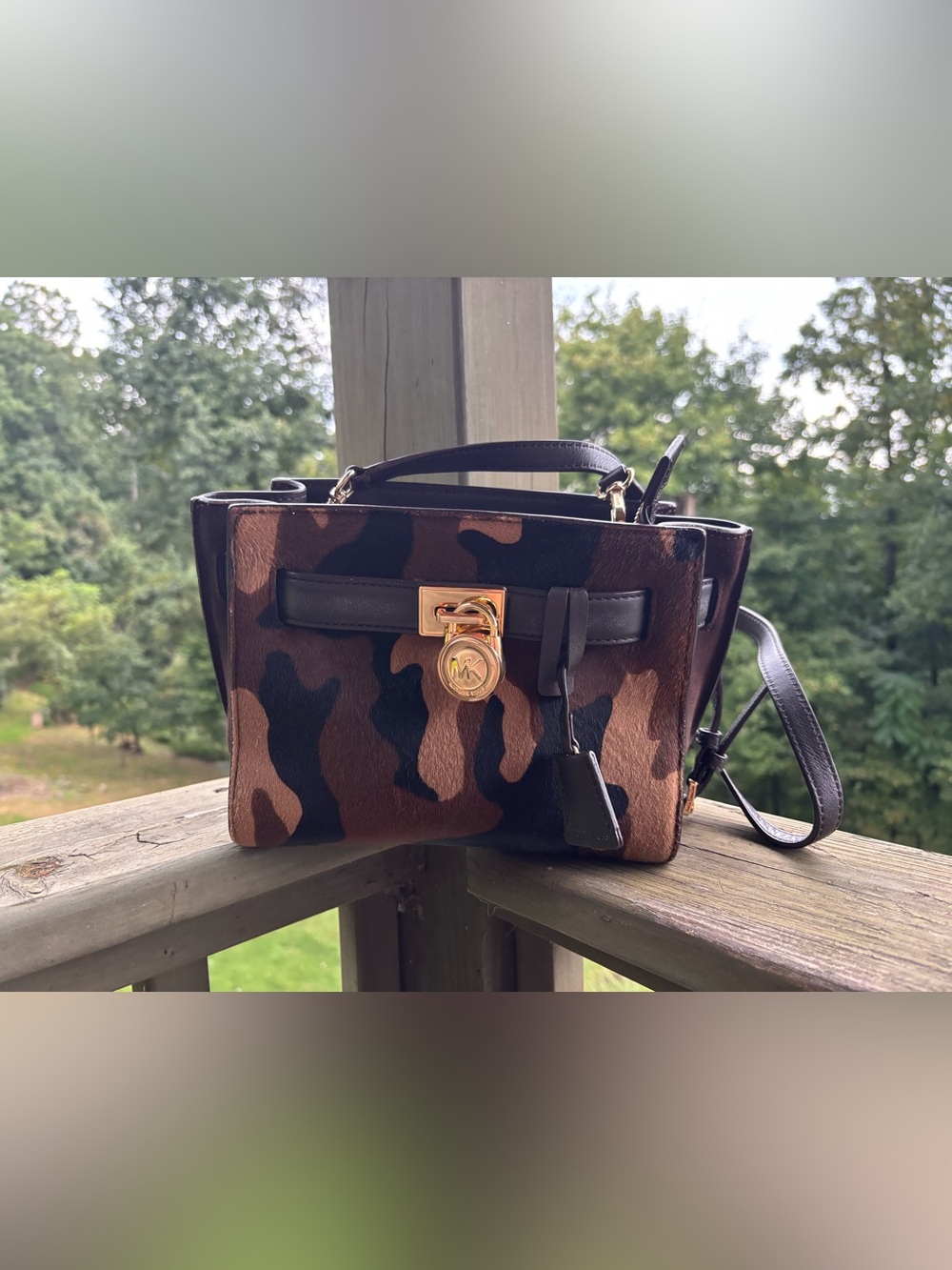 Michael Kors Camo calfskin Traveler handbag with Gold Hardware